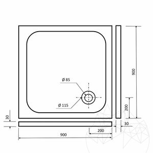 Shower Tray - Latte Travertine ULTRA FLAT, 90 x 90 cm x 3 cm