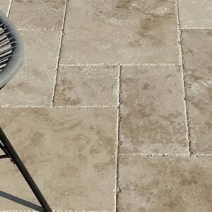 Classic Cross Cut Brushed & Chiseled Edge Travertine Filled French Pattern Set 1.2 cm