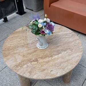 Latte Travertine Coffee Autograph Table