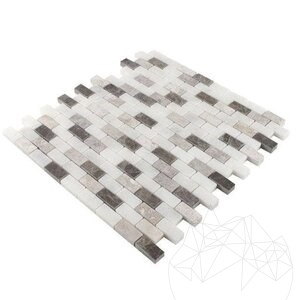 Emperador/Tundra/Mugla Mix Polished Marble Mosaic, 3.2 x 1.5 cm