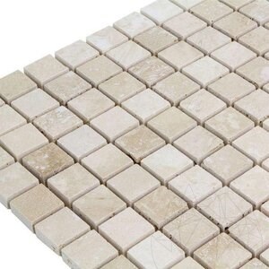 Classic Polished Travertine Mosaic, 2.3 x 2.3 cm
