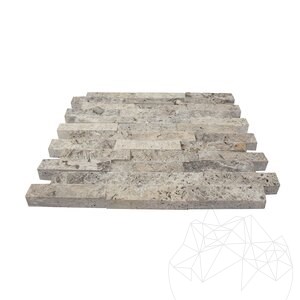 Silver Splitface Travertine Mosaic, 2.5 x 10 cm