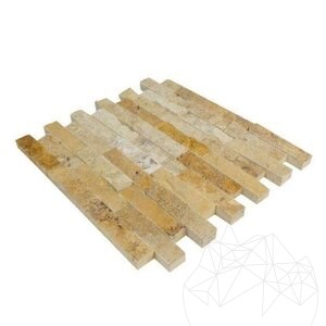 Yellow Splitface Travertine Mosaic, 2.5 x 10 cm