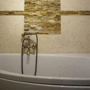 Yellow Splitface Travertine Mosaic, 2.5 x 10 cm