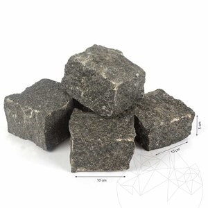 Anthracite Splitface Granite Cobblestone, 10 x 10 x 5 cm