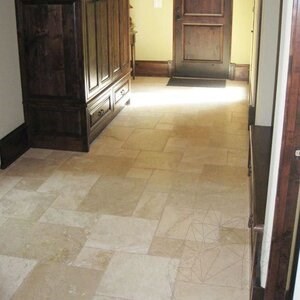 Classic Cross Cut Brushed & Chiseled Edge Travertine Unfilled French Pattern Set 1.2 cm