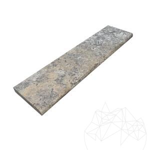 Silver Travertine Coping Stone - 3 x 15 x 61 cm - Antiqued Cross Cut