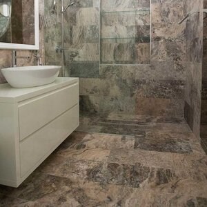 Silver Cross Cut Honed Travertine, 61 x 30.5 x 1.2 cm