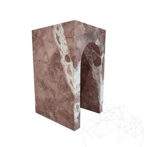 Opium Red Travertine Archy Side Table 