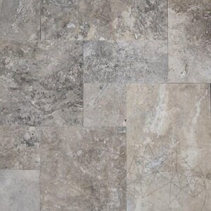 Silver Cross Cut Filled & Polished Travertine French Pattern Set 1.2 cm - Special Project