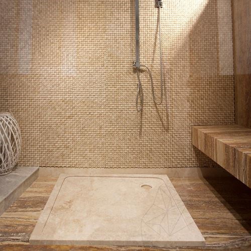Shower Tray - Cappuccino marble ULTRA FLAT, 90 x 90 cm x 3 cm