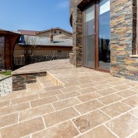 Noce Cross Cut Brushed and Chiseled Edge Travertine, 30.5 x 15.2 x 3 cm