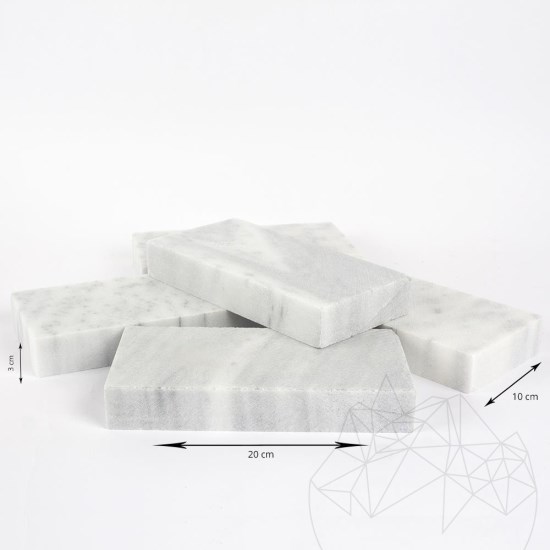Kavala Sawn Cut Marble Cobblestone, 20 x 10 x 3 cm