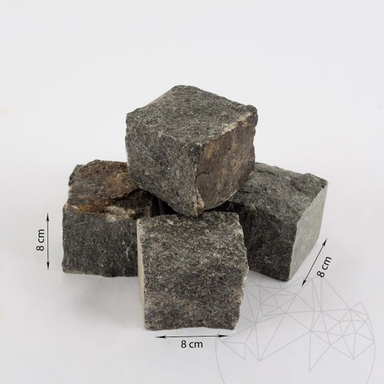 Anthracite Splitface Granite Cobblestone, 8 x 8 x 8 cm (1 ton = 5-6 sqm)