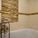 Yellow Splitface Travertine Mosaic, 2.5 x 10 cm