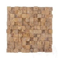 Yellow Splitface Travertine 3D Mosaic, 2.5 x 2.5 cm