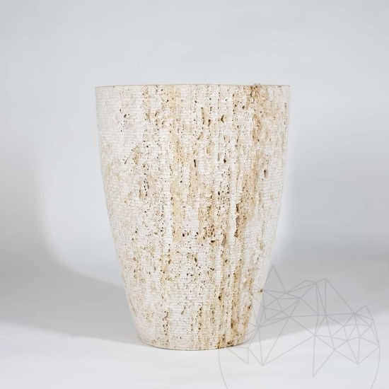 Romano Classic Riven Travertine Flower Pot, 40 x 30 x 30 cm