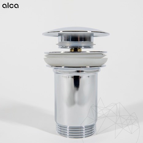 Alca Plast Click clack bathroom sink waste (chrome-plated brass, 5/4", no overflow, large plug)