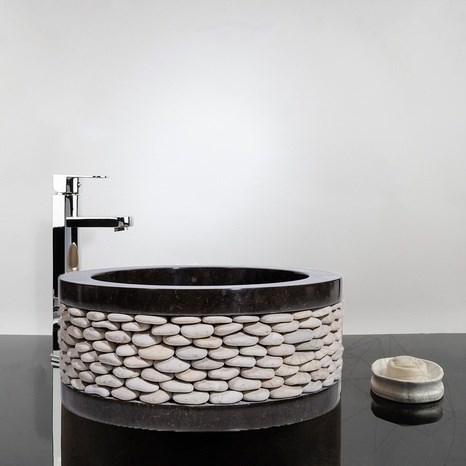 Bathroom Sink - Black Marble Circles