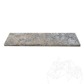 Silver Travertine Coping Stone - 3 x 15 x 61 cm - Antiqued Cross Cut