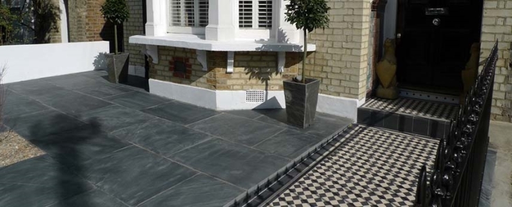 Terrace Decoration Project using Black Slate and Rusty Brown Slate